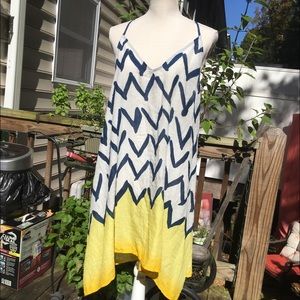 Lovestitch White Yellow Navy Boutique Racerback